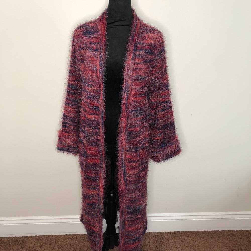 Band‎ Of The Free Womens Sweater Small Red Sunset Blvd Knit Duster Midi NWT